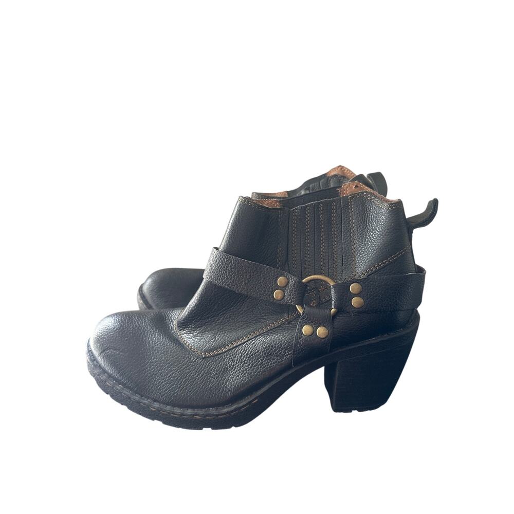 Bolo black leather harness booties 10M n